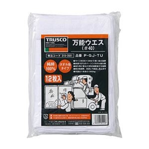 （まとめ）TRUSCO 万能ウエスシートサイズ290×200mm ホワイト P-GJ-TU 1袋（12枚）【×5セット】