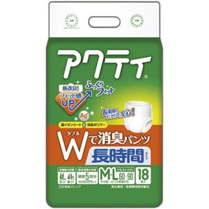 （まとめ）日本製紙 クレシア アクティWで消臭パンツ 長時間タイプ M-L 1パック（18枚）【×5セット】