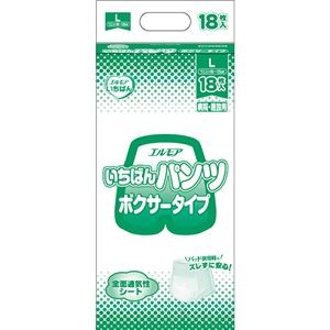 （まとめ）カミ商事 エルモア いちばん パンツボクサータイプ L 1パック（18枚）【×5セット】