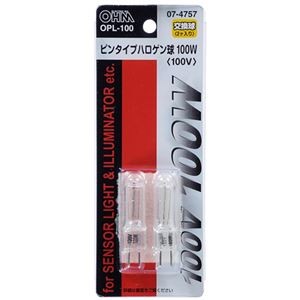 （まとめ）オーム電機 ハロゲン球 ピンタイプ100W OPL-100 1パック（2個）【×5セット】