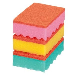 （まとめ）キクロン PRO スポンジたわしソフトカラーアソート 1パック（3個）【×10セット】