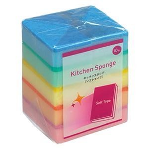 （まとめ）TANOSEE キッチンスポンジ ソフト 1パック（10個）【×50セット】