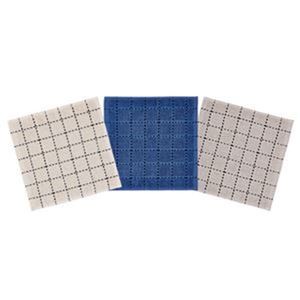 （まとめ）オカザキ ミニハンカチタオルブロックステッチ柄 1パック（3枚）【×20セット】