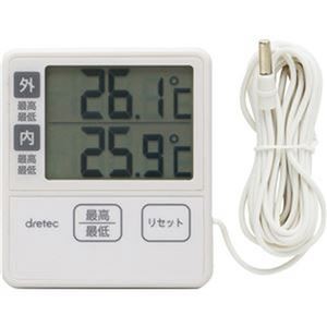 （まとめ）ドリテック 室内室外温度計 アイボリーO-285IV 1個【×10セット】