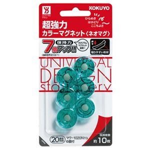 （まとめ）コクヨ 超強力カラーマグネット＜ネオマグ＞ φ20×7mm 透明グリーン マク-1020NTg 1セット（60個：6個×10パック）【×5セット】