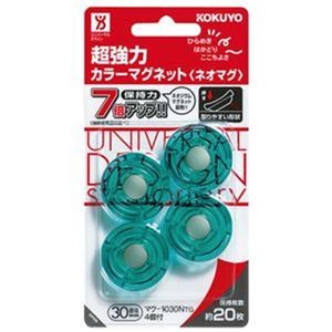 （まとめ）コクヨ 超強力カラーマグネット＜ネオマグ＞ φ30×7mm 透明グリーン マク-1030NTg 1セット（40個：4個×10パック）【×5セット】