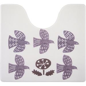 （まとめ） オカトー 拭ける＆抗菌・防臭 北欧風トイレマット 約55×60cm ハト 【×2セット】