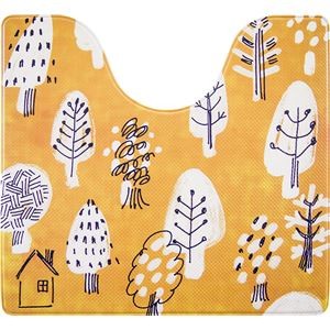 （まとめ） オカトー 拭ける＆抗菌・防臭 北欧風トイレマット 約55×60cm フォレスト 【×2セット】