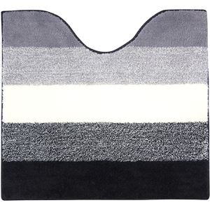（まとめ） オカトー ツリーピーストイレマット 約55×60cm ボーダー ブラック 【×2セット】