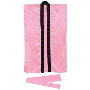 （まとめ）サテンロングハッピ 桃 S（ハチマキ付）【×10セット】