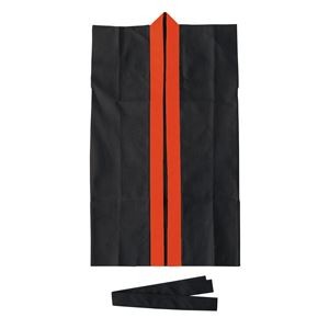 （まとめ）ロングハッピ不織布 黒（赤襟） C（ハチマキ付）【×20セット】