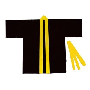 （まとめ）カラー不織布ハッピ 子供用 S 黒（黄襟）【×20セット】