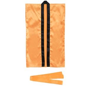 （まとめ）サテンロングハッピ 橙 L（ハチマキ付）【×10セット】