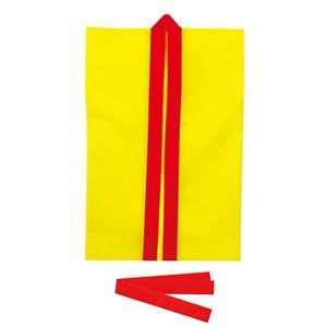 （まとめ）ロングハッピ不織布 黄（赤襟） J（ハチマキ付）【×20セット】
