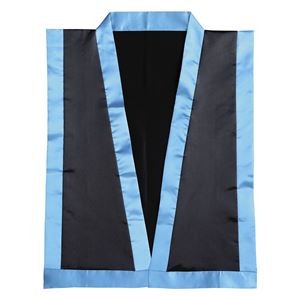 （まとめ）サテン エイサー打掛 黒（襟青）L 帯付【×10セット】