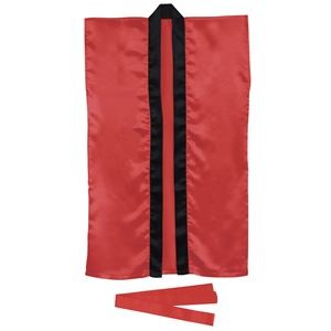 （まとめ）サテンロングハッピ 赤 J（ハチマキ付）【×10セット】