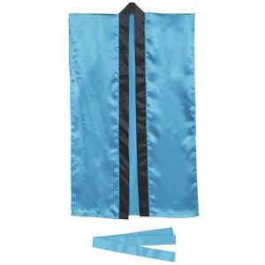 （まとめ）サテンロングハッピ 青 J（ハチマキ付）【×10セット】
