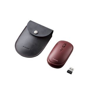 エレコム BlueLEDマウス/薄型/無線/4ボタン/ポーチ付/レッド M-TM10DBRD