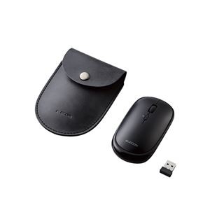 エレコム BlueLEDマウス/薄型/無線/4ボタン/ポーチ付/ブラック M-TM10DBBK