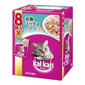 〔まとめ〕 キャットフード カルカン パウチ 1歳から お魚ミックス まぐろ・かつお・白身魚入り 70g 8袋パック 5セット【代引不可】