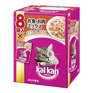 〔まとめ〕 キャットフード カルカン パウチ 1歳から お魚・お肉ミックス まぐろ・かつお・ささみ入り 70g 8袋パック ×5セット【代引不可】