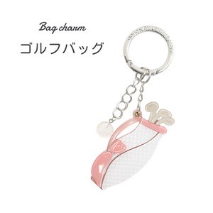 【4個セット】バッグチャーム ゴルフバッグ（ピンク（文字なし））