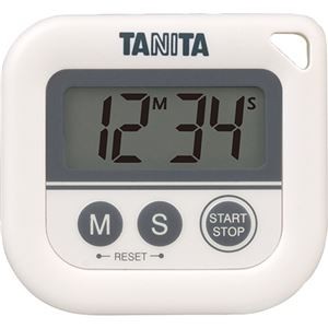 （まとめ）タニタ デジタルタイマー 丸洗いタイマー100分計 ホワイト TD-376N-WH 1個 【×3セット】