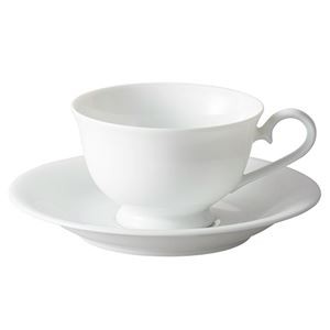 （まとめ）いちがま 白磁丸反兼用高台碗皿 1セット（5客） コーヒー・紅茶両用 【×3セット】