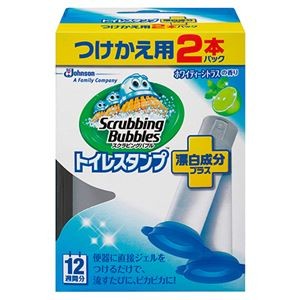 （まとめ）ジョンソン スクラビングバブル トイレスタンプクリーナー 漂白成分プラス ホワイティーシトラスの香り つけかえ用 38g/本 1パック（2本） 【×10セット】