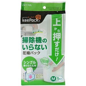 （まとめ）東和産業 上から押すだけ圧縮パック ふとん用 M 1枚 【×10セット】