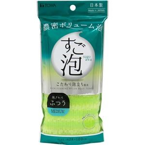 （まとめ）東和産業 すご泡IV ナイロンタオル ふつう グリーン 1枚 【×10セット】