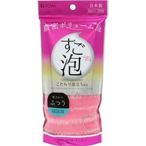 （まとめ）東和産業 すご泡IV ナイロンタオル ふつう ピンク 1枚 【×10セット】