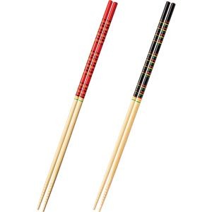 （まとめ）大和物産 カブキ菜箸 赤・黒 約33cm 1パック（2膳） 【×50セット】
