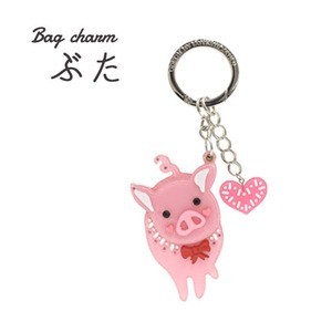 【2個セット】バッグチャーム ぶた（ピンク）