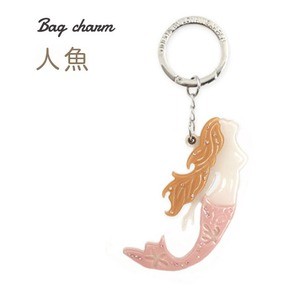 【2個セット】バッグチャーム 人魚（キャメル×ピンク）