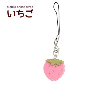 【10個セット】携帯ストラップ いちご（ピンク）