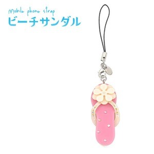 【4個セット】携帯ストラップ ビーチサンダル（ピンク）