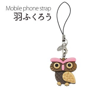 【4個セット】携帯ストラップ 羽ふくろう（ブラウン）