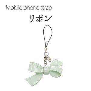 【3個セット】携帯ストラップ リボン（ブルー）
