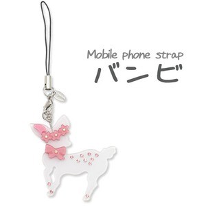 【3個セット】携帯ストラップ バンビ（ホワイト）