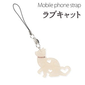 【4個セット】携帯ストラップ ラブキャット（ホワイト）