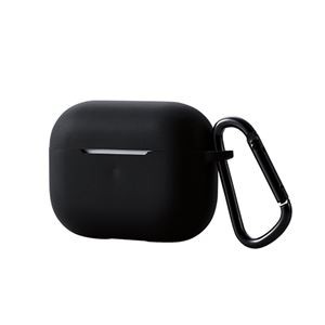 エレコム AirPods Pro対応アクセサリ シリコンケース コネクタキャップ カラビナ付 ブラック AVA-AP2SCBK