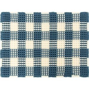 （まとめ） Ag+ 抗菌 ワッフルバスマット 約45×60cm ブルー 【×2セット】