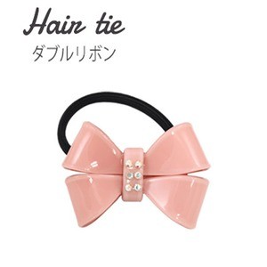 【3個セット】ヘアゴム ダブルリボン（ピンク）