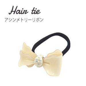 【3個セット】ヘアゴム アシンメトリーリボン（ホワイト）
