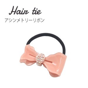 【3個セット】ヘアゴム アシンメトリーリボン（ピンク）