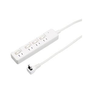 【5個セット】 YAZAWA 雷ガード付 4個口 節電タップ 3m ホワイト H8KS443WHX5