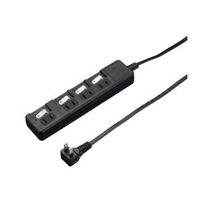 【5個セット】 YAZAWA 雷ガード付 4個口 節電タップ 3m ブラック H8KS443BKX5