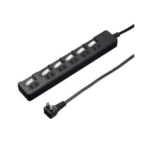 【5個セット】 YAZAWA 雷ガード付 6個口 節電タップ 0.3m ブラック H8KS6603BKX5