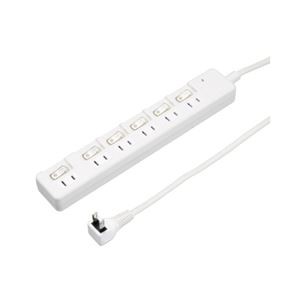 【5個セット】 YAZAWA 雷ガード付 6個口 節電タップ 2m ホワイト H8KS662WHX5